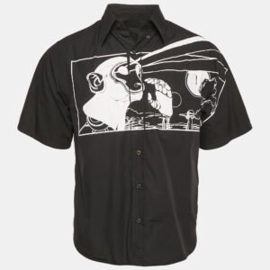 Prada x James Jean Black Monkey Laser Print Poplin Shirt M