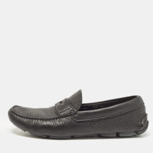 Prada Black Leather Slip On Loafers Size 41