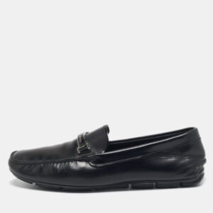 Prada Black Leather Slip On Loafers Size 43