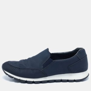 Prada Navy Blue Canvas Low Top Sneakers Size 43