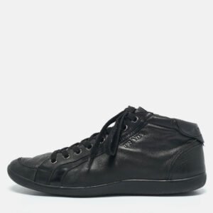 Prada Black Leather High Top Sneakers Size 45