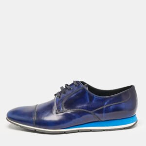 Prada Blue Brushed Leather Derby Size 45