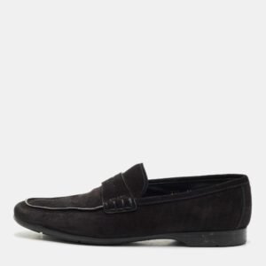 Prada Black Suede Penny Slip On Loafers Size 41