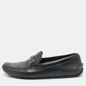 Prada Black Leather Slip On Loafers Size 41.5