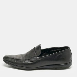 Prada Black Leather Penny Slip On Loafers Size 41.5