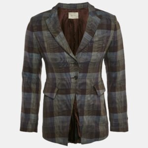 Qasimi Multicolor Plaid Wool Blend Single Breasted Blazer L