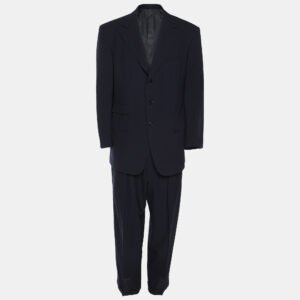 Ralph Lauren Navy Blue Wool Blend Single Breasted Blazer & Straight Leg Pant Set L