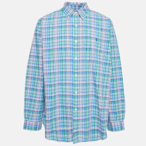 Ralph Lauren Blue/Green Checks Cotton Classic Fit Shirt XXL