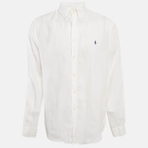 Ralph Lauren White Linen Button Front Shirt L