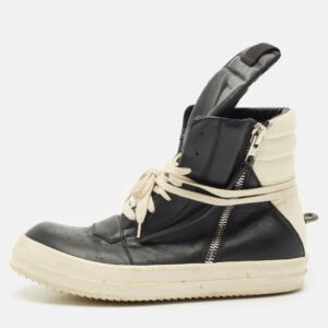 Rick Owens Black Leather Geobasket Sneakers Size 41