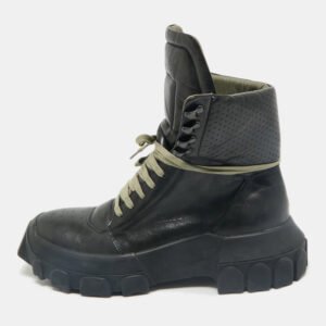 Rick Owens Black Leather Tractor Dunk Boots Size 41