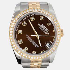Rolex Custom Chocolate  1.1ct Diamonds 18K Yellow Gold Stainless Steel Datejust  Automatic Men's Wristwatch 36mm