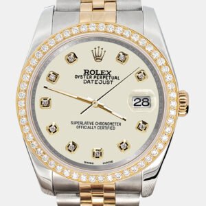 Rolex Custom Satin Linen 1.1ct Diamonds 18K Yellow Gold Stainless Steel Datejust  Automatic Men's Wristwatch 36mm