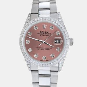 Rolex Custom Salom 1.95ct Diamonds Stainless Steel Datejust  Automatic Men's Wristwatch 36mm