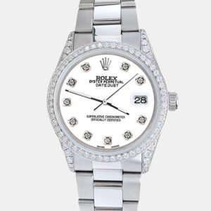 Rolex Custom White 1.95ct Diamonds Stainless Steel Datejust  Automatic Men's Wristwatch 36mm