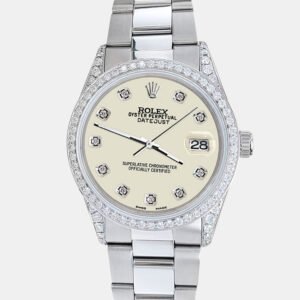 Rolex Custom Satin Linen 1.95ct Diamonds Stainless Steel Datejust  Automatic Men's Wristwatch 36mm