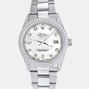 Rolex Custom White 1.95ct Diamonds Stainless Steel Datejust  Automatic Men's Wristwatch 36mm
