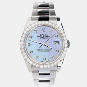 Rolex Custom Purple 2.7ct Diamonds Stainless Steel Datejust 116200 Automatic Men's Wristwatch 36mm
