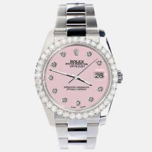 Rolex Custom Ice Pink 2.7ct Diamonds Stainless Steel Datejust 116200 Automatic Men's Wristwatch 36mm