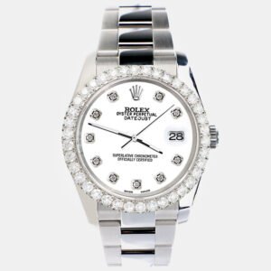 Rolex Custom White 2.7ct Diamonds Stainless Steel Datejust 116200 Automatic Men's Wristwatch 36mm