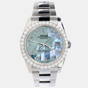 Rolex Custom Tahitian Blue 2.7ct Diamonds Stainless Steel Datejust 116200 Automatic Men's Wristwatch 36mm