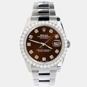 Rolex Custom Chocolate  2.7ct Diamonds Stainless Steel Datejust 116200 Automatic Men's Wristwatch 36mm