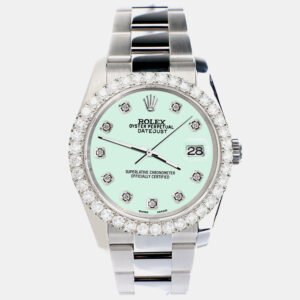 Rolex Custom Light Malachite 2.7ct Diamonds Stainless Steel Datejust 116200 Automatic Men's Wristwatch 36mm
