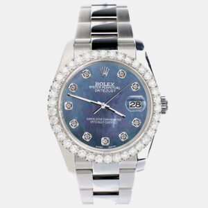 Rolex Custom Black 2.7ct Diamonds Stainless Steel Datejust 116200 Automatic Men's Wristwatch 36mm