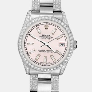 Rolex Custom Orchid Pink 3.5ct Diamonds Stainless Steel Datejust  Automatic Women's Wristwatch 31mm
