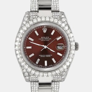 Rolex Custom Chocolate  8.3ct Diamonds Stainless Steel Datejust II 116300 Automatic Men's Wristwatch 41mm