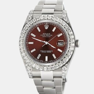 Rolex Custom Chocolate 4.5ct Diamonds Stainless Steel Datejust II  Automatic Men's Wristwatch 41mm