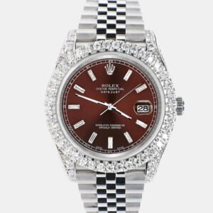 Rolex Custom Chocolate  5.9ct Diamonds Stainless Steel Datejust 126300 Automatic Men's Wristwatch 41mm