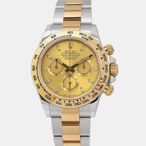 Rolex Champagne 18k Yellow Gold Stainless Steel Cosmograph Daytona Automatic Men's Wristwatch 40 mm