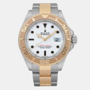 luxury-men-rolex-used-watches-p1099112-001 Rolex White 18k Yellow Gold Stainless Steel Yacht-Master 16623 Automatic Men's Wristwatch 40 mm