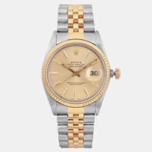 Rolex Champagne 18K Yellow Gold Stainless Steel Datejust 16013 Automatic Men's Wristwatch 36 mm