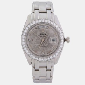 Rolex Meteorit Diamond Platinum Day-Date Automatic Men's Wristwatch 39 mm