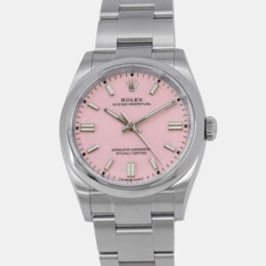 Rolex Pink Stainless Steel Oyster Perpetual 126000 Automatic Men's Wristwatch 36 mm