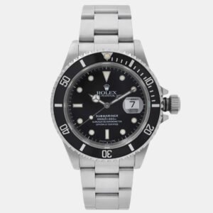 Rolex Black Stainless Steel Submariner Date 16610 Automatic Men's Wristwatch 40 mm