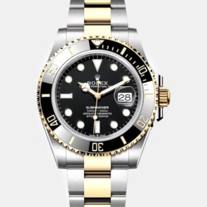 Rolex Black 18K Yellow Gold Stainless Steel Submariner LN Automatic Men's Wristwatch 41 mm