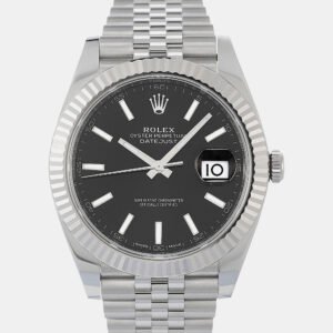 Rolex Black Stainless Steel Datejust Automatic Men's Wristwatch 41 mm