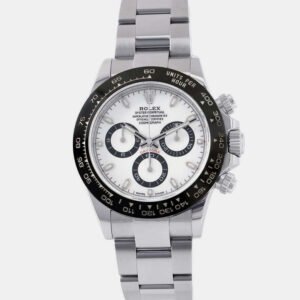 Rolex White Stainless Steel Cosmograph Daytona Automatic Men's Wristwatch 40 mm