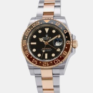 Rolex Black 18k Rose Gold Stainless Steel GMT-Master II Automatic Men's Wristwatch 40 mm