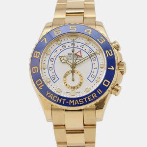 Rolex White 18K Yellow Gold Yacht-Master II Automatic Men's Wristwatch 44 mm