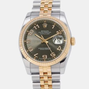 rolex black 18k rose gold stainless steel datejust 116231 automatic men's wristwatch 36 mm