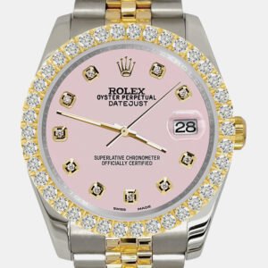 Rolex Custom Orchid Pink 3.05ct Diamonds 18K Yellow Gold Stainless Steel Datejust 116233 Automatic Men's Wristwatch 36mm