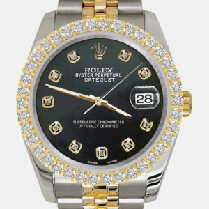 Rolex Custom Black 3.05ct Diamonds 18K Yellow Gold Stainless Steel Datejust 116233 Automatic Men's Wristwatch 36mm