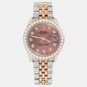 Rolex Custom Salmon 10.75ct Diamonds 18K Rose Gold Stainless Steel Datejust 116231 Automatic Men's Wristwatch 36mm