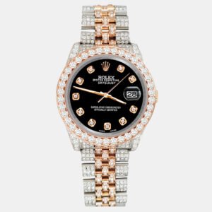 Rolex Custom Black 10.75ct Diamonds 18K Rose Gold Stainless Steel Datejust 116231 Automatic Men's Wristwatch 36mm