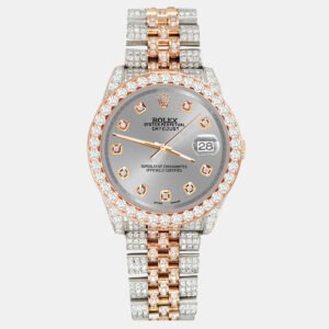 Rolex Custom Gray 10.75ct Diamonds 18K Rose Gold Stainless Steel Datejust 116231 Automatic Men's Wristwatch 36mm