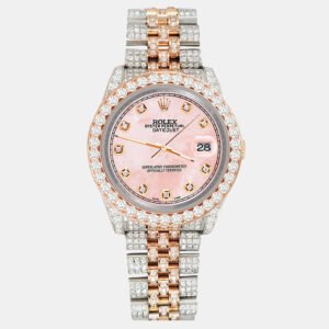 Rolex Custom Royal Pink 10.75ct Diamonds 18K Rose Gold Stainless Steel Datejust 116231 Automatic Men's Wristwatch 36mm